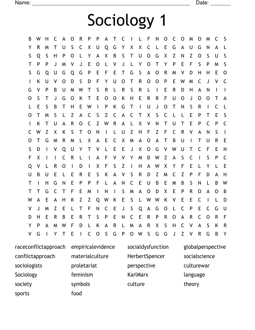 Sociology 1 Word Search