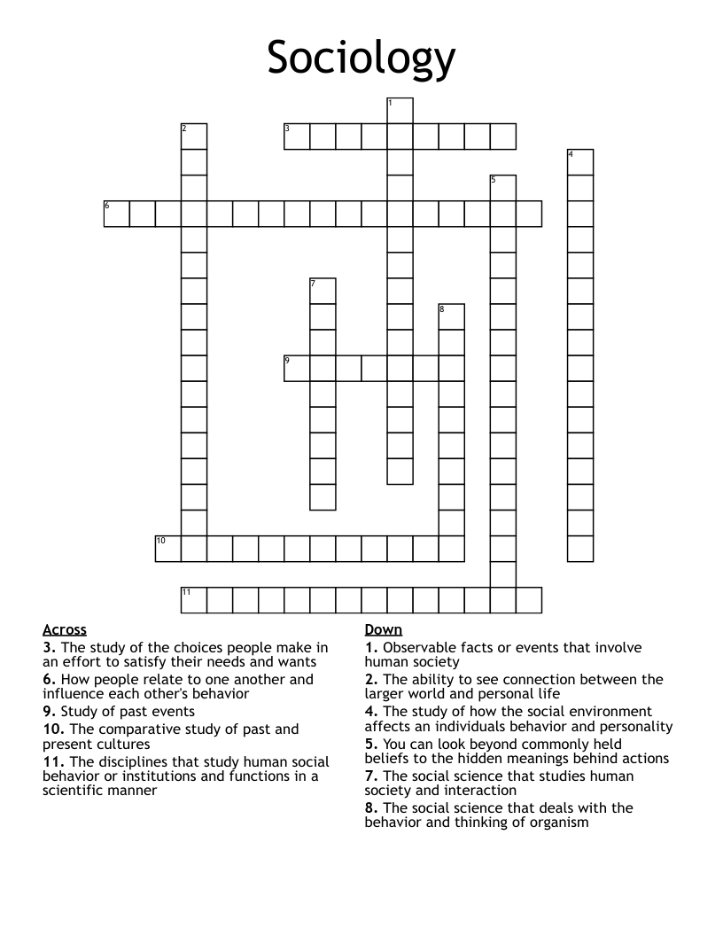 Sociology Crossword