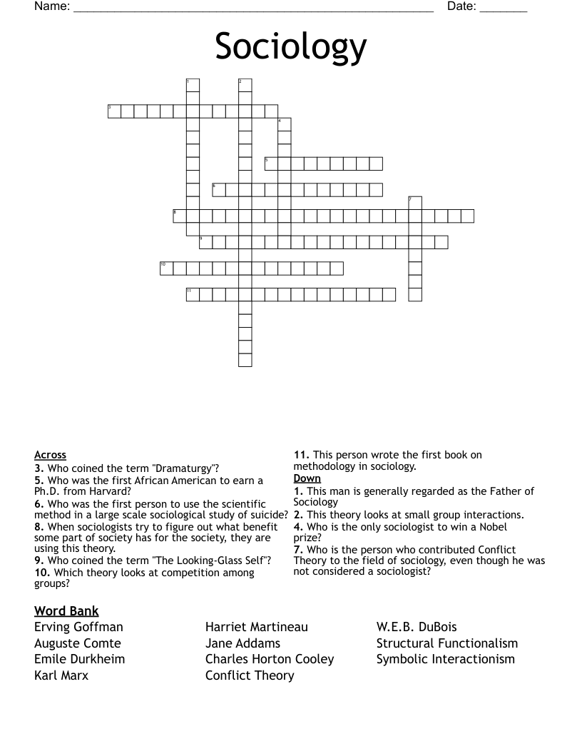 Sociology Crossword