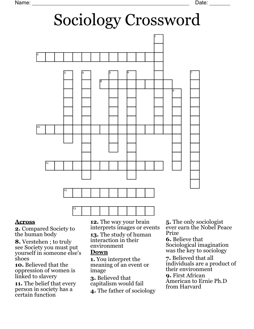 Sociology Crossword