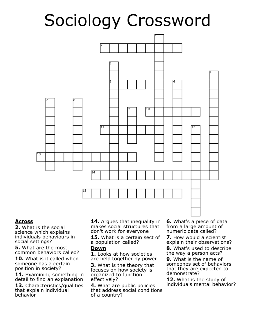 Sociology Crossword