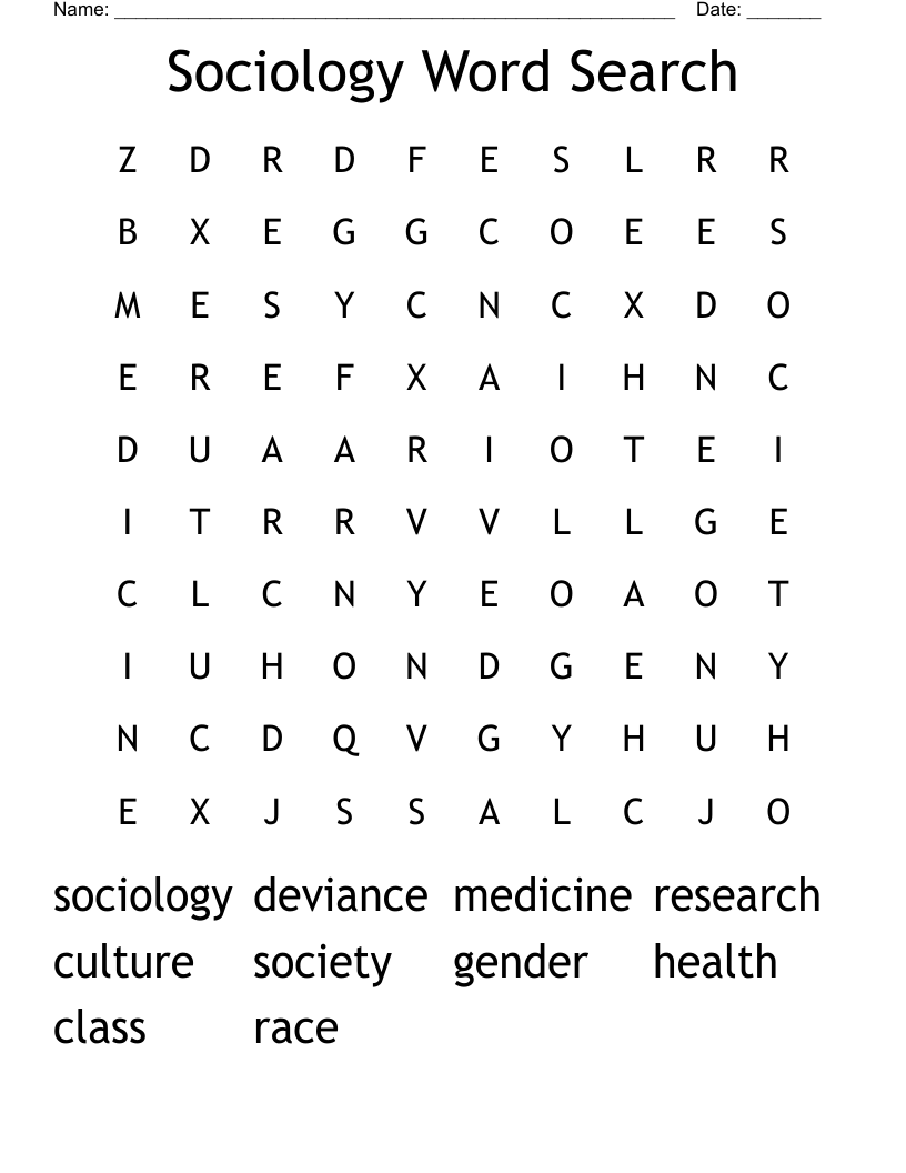 Sociology Word Search