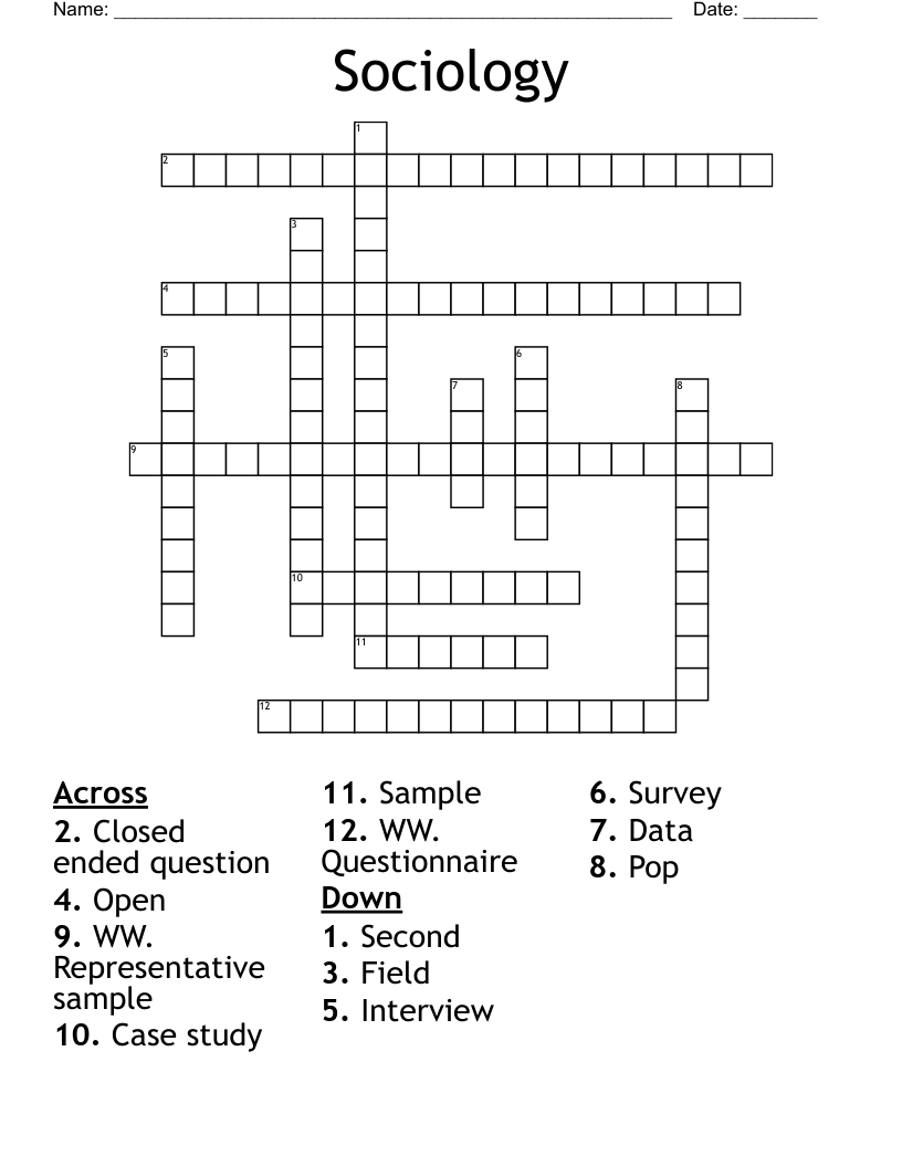 Sociology  Crossword