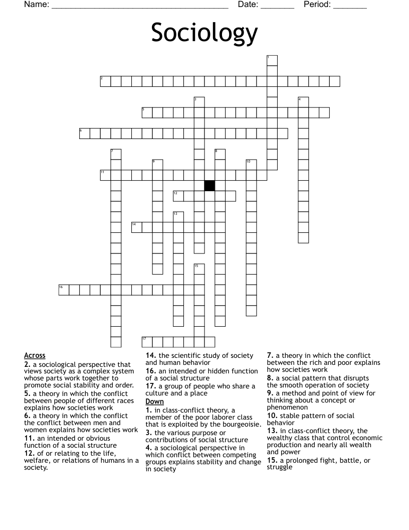 Sociology  Crossword