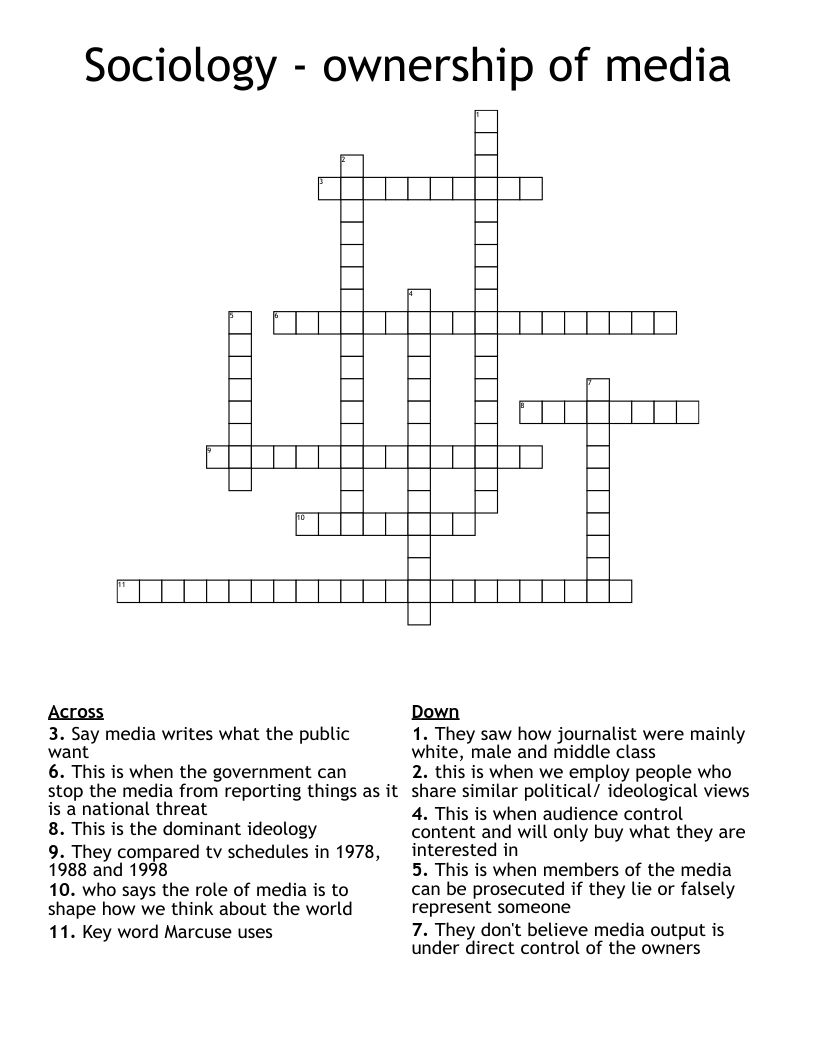 Sociology - ownership of media Crossword