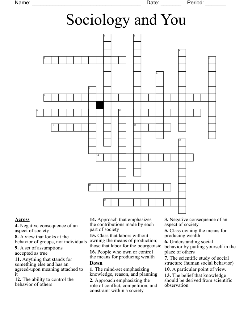 Sociology and You  Crossword