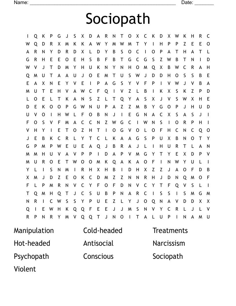 Sociopath Word Search