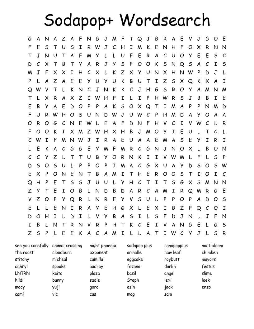 Sodapop+ Wordsearch
