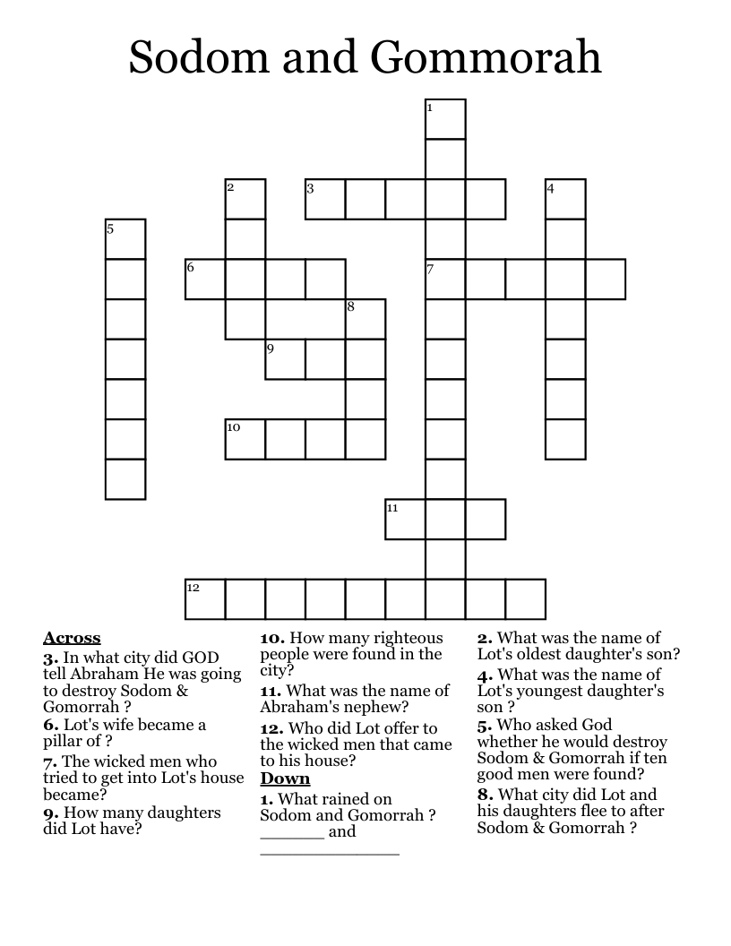 Sodom and Gommorah Crossword
