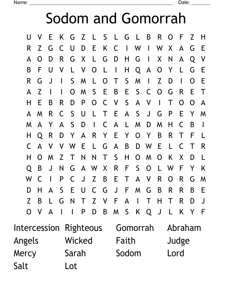 Sodom and Gomorrah Word Search