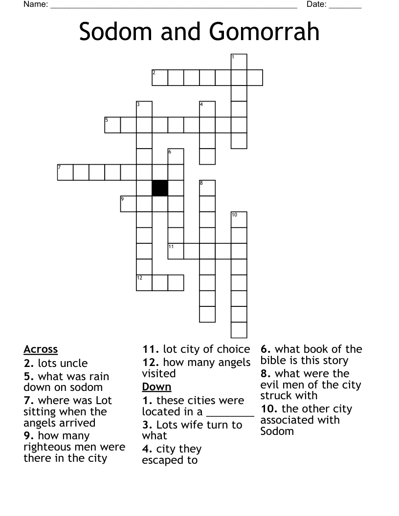 Sodom and Gomorrah Crossword
