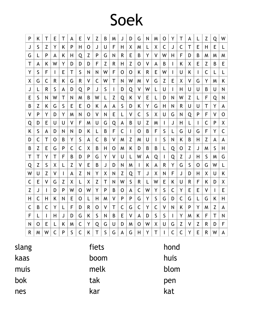 Soek Word Search