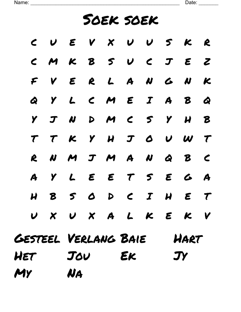Soek soek Word Search