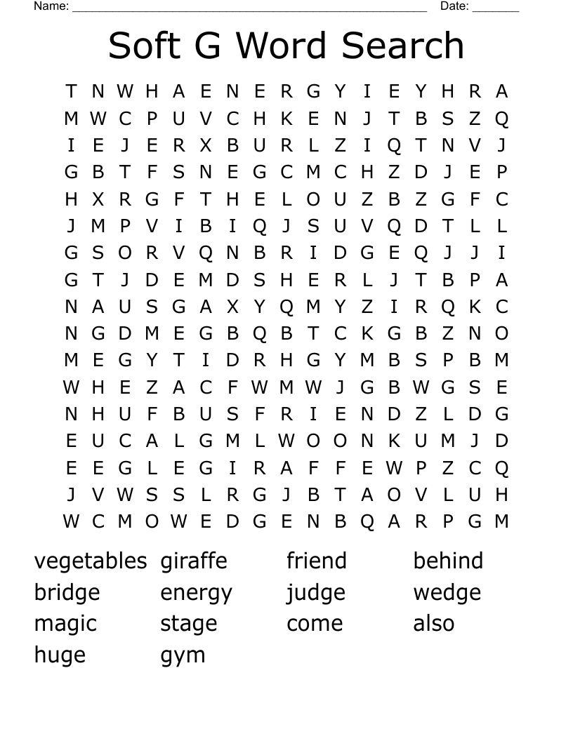 Soft G Word Search