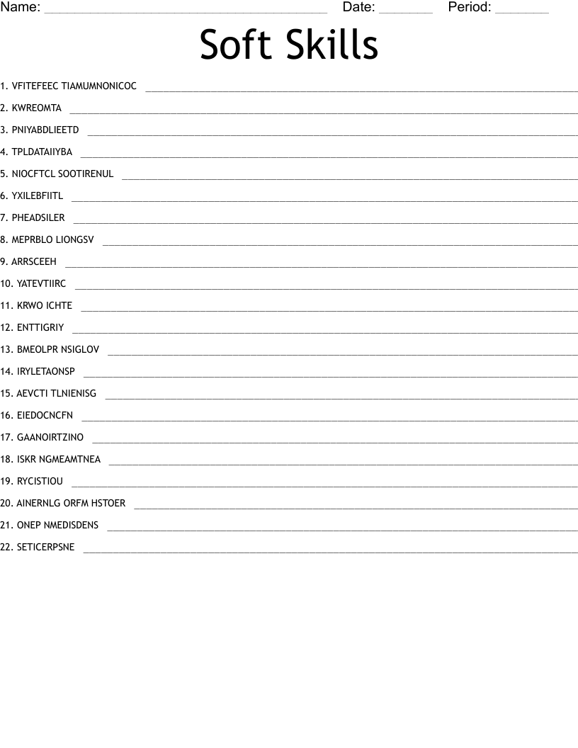 Soft Skills Word Scramble