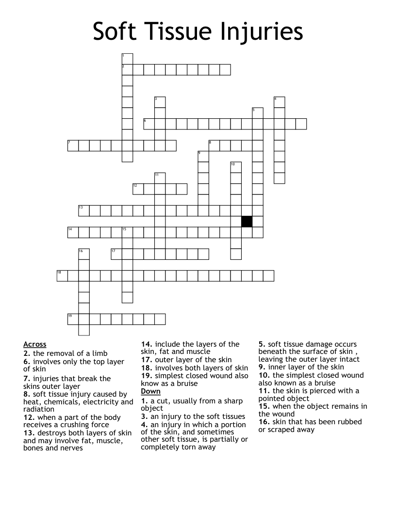 Soft Tissue Injuries Crossword