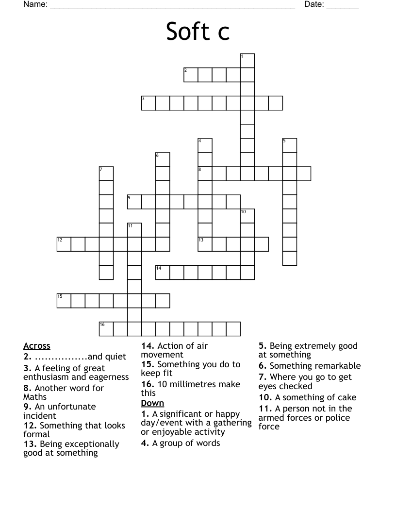 Soft c Crossword