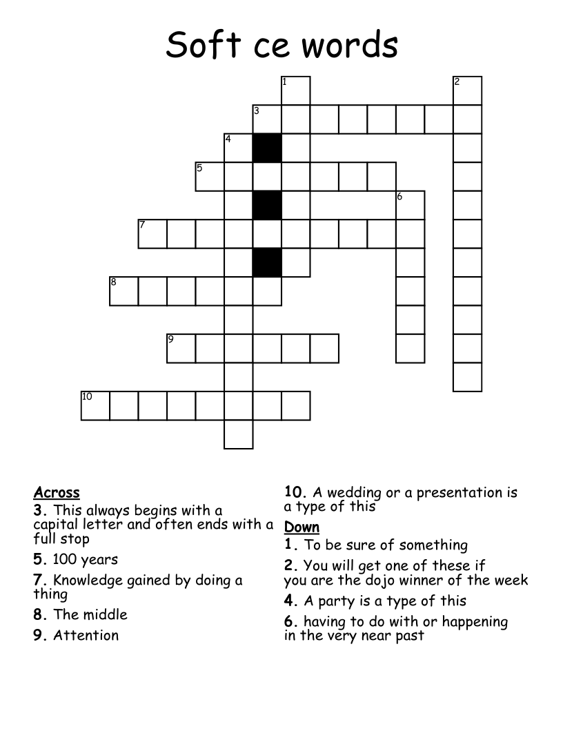 Soft ce words Crossword