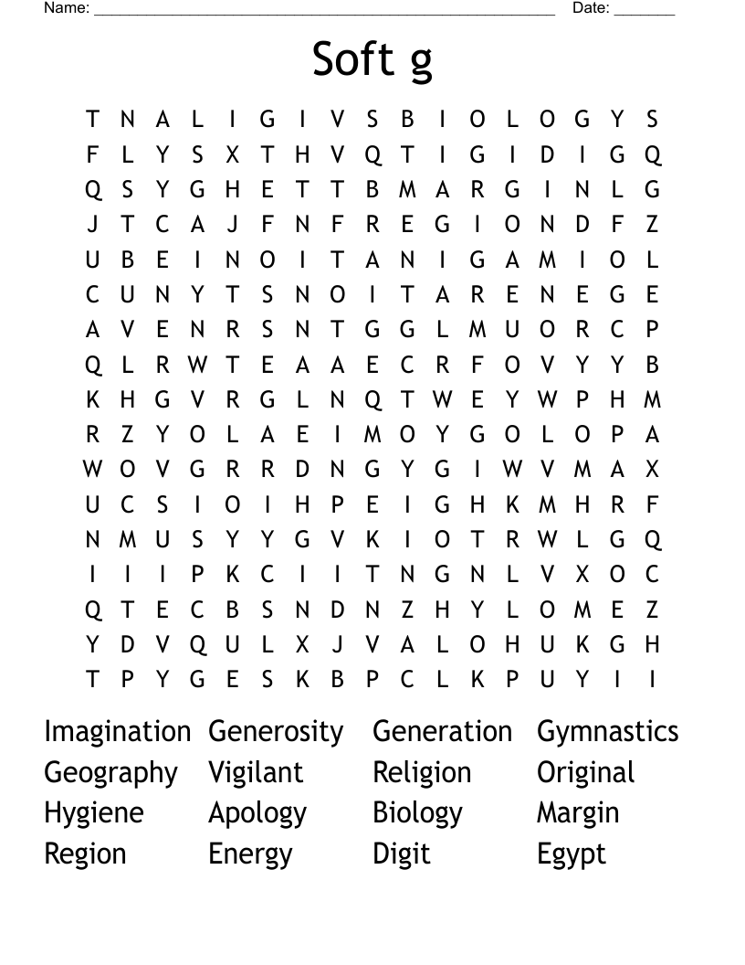 Soft g Word Search