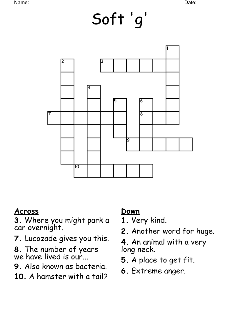 Soft 'g' Crossword