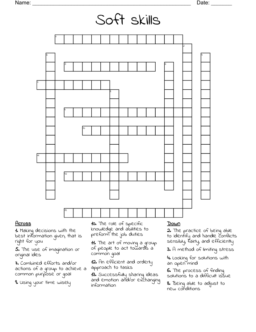 Soft skills Crossword