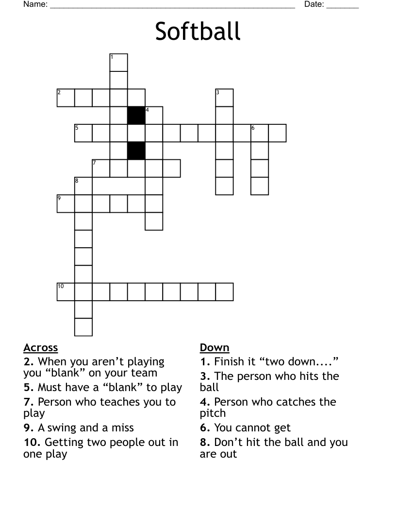 Softball Crossword