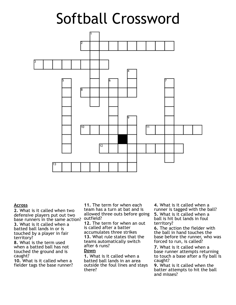Softball Crossword