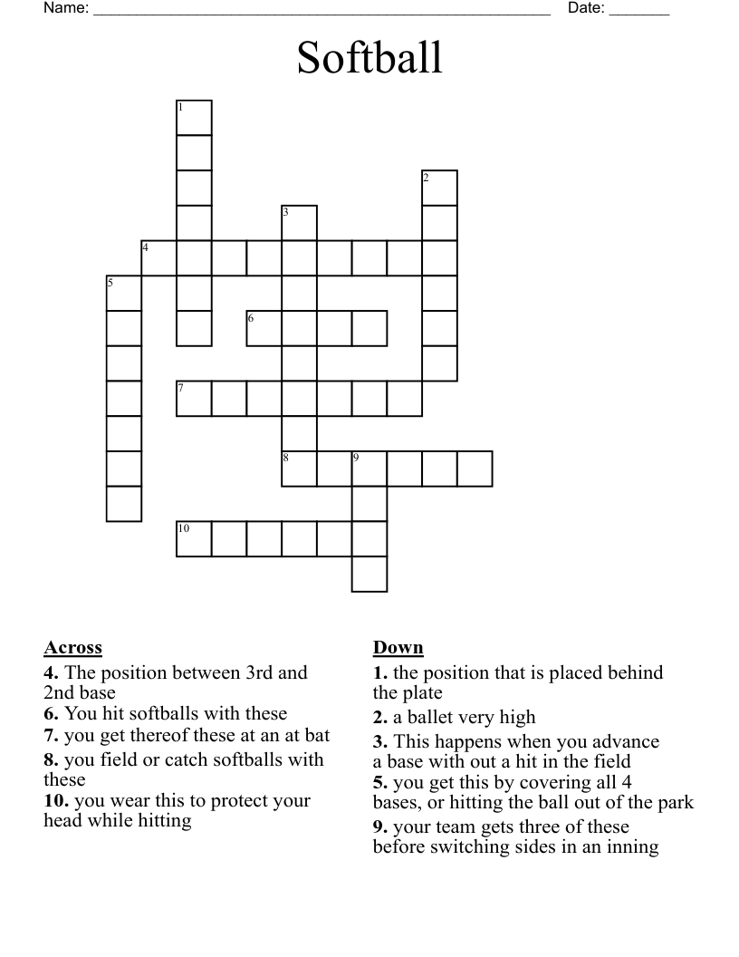 Softball  Crossword