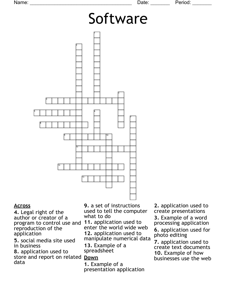 Software Crossword