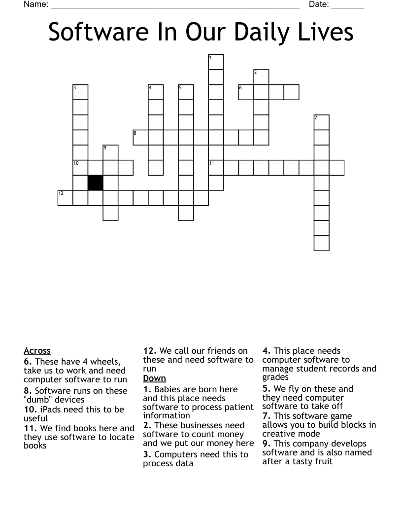 Software In Our Daily Lives Crossword