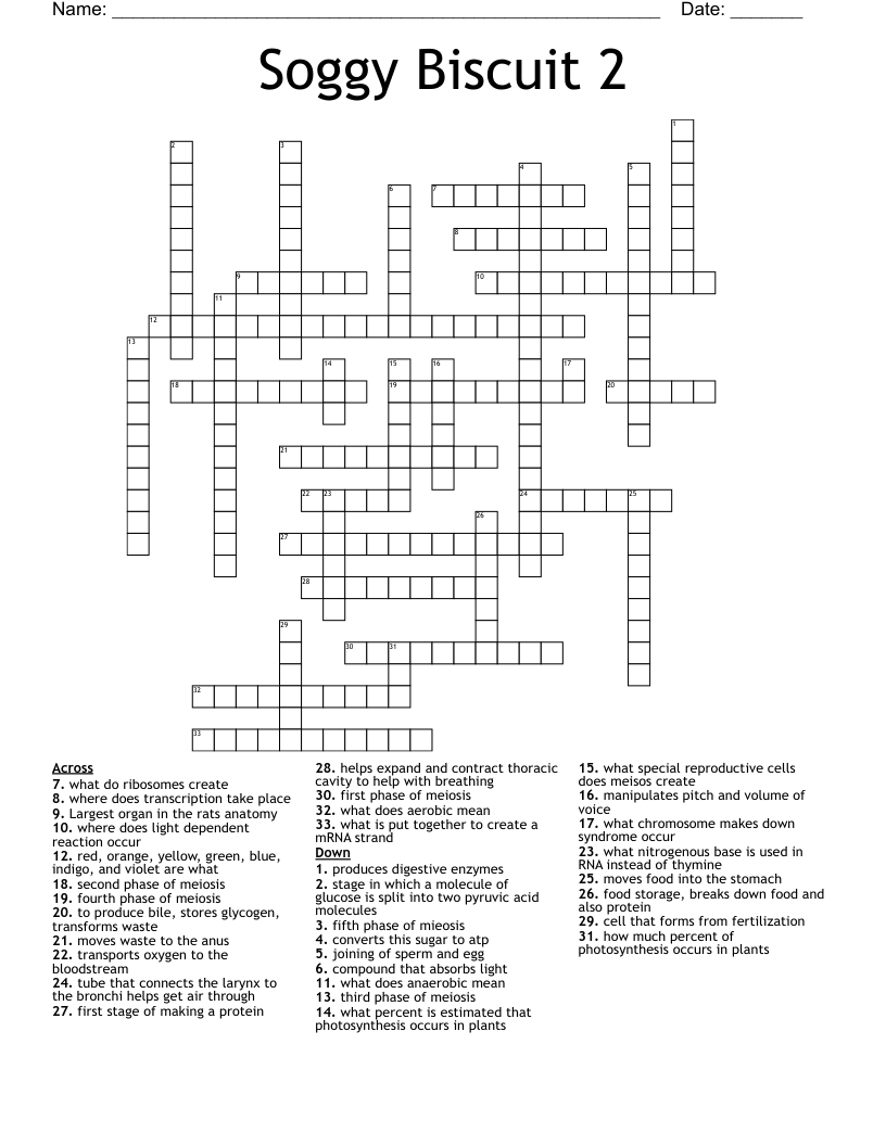 Soggy Biscuit 2 Crossword
