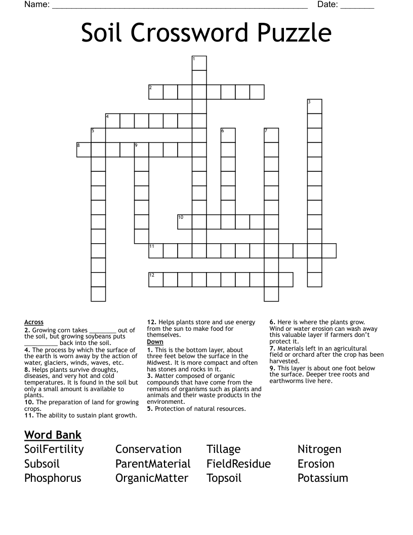 Soil Crossword Puzzle
