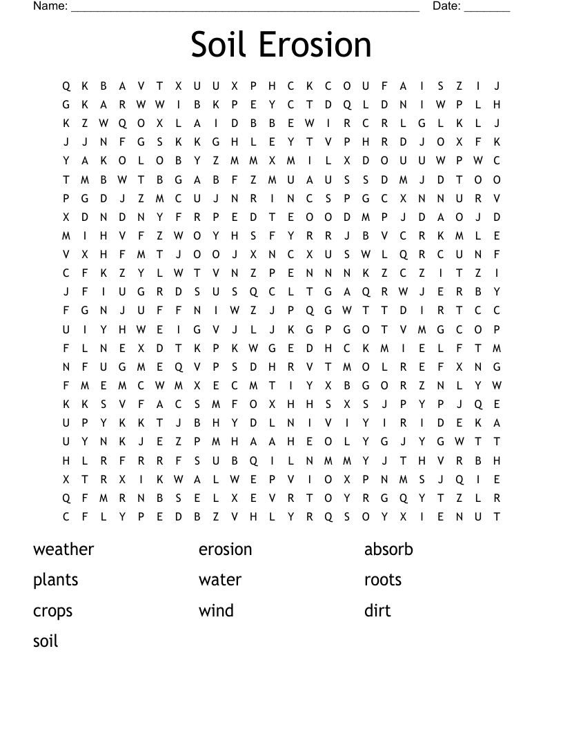 Soil Erosion Word Search