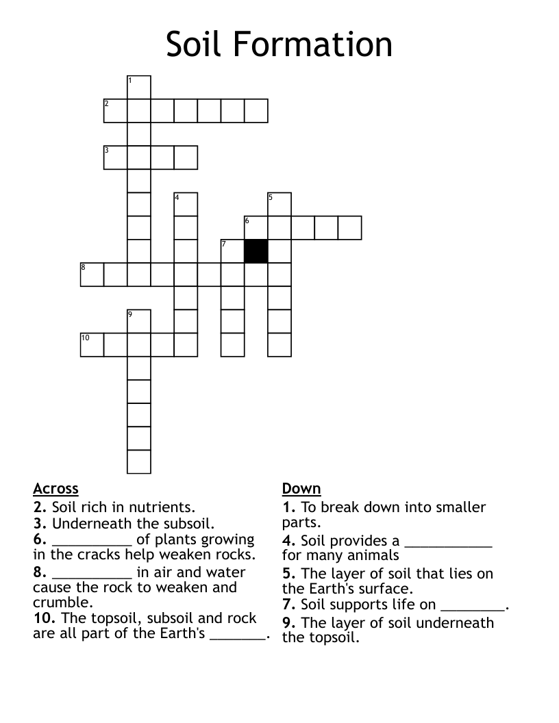 Soil Formation Crossword