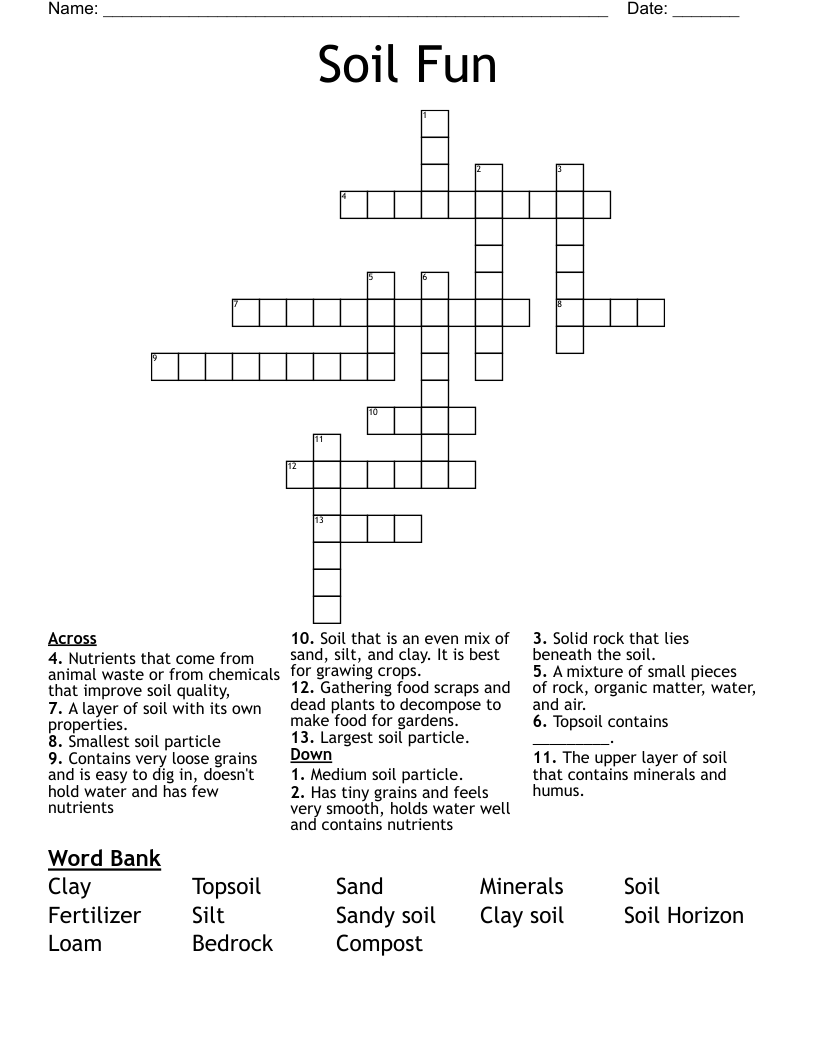 Soil Fun Crossword