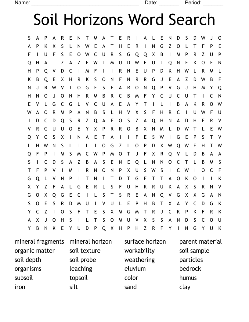 Soil Horizons Word Search
