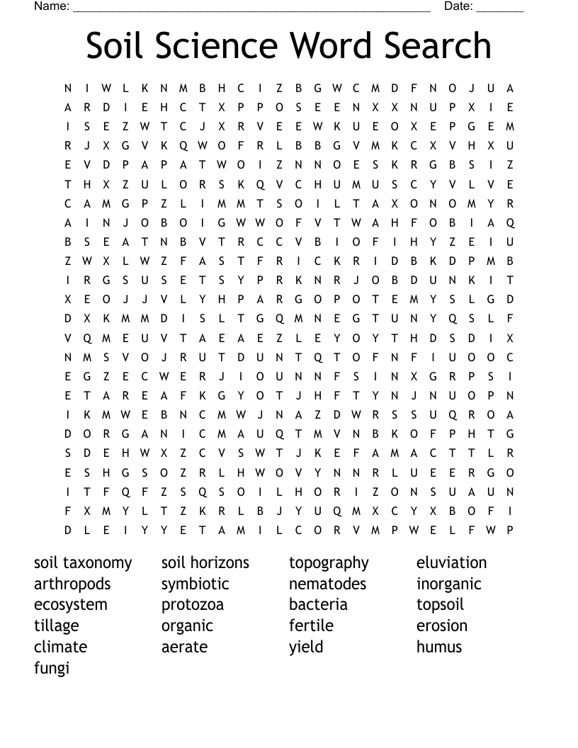 Soil Science Word Search