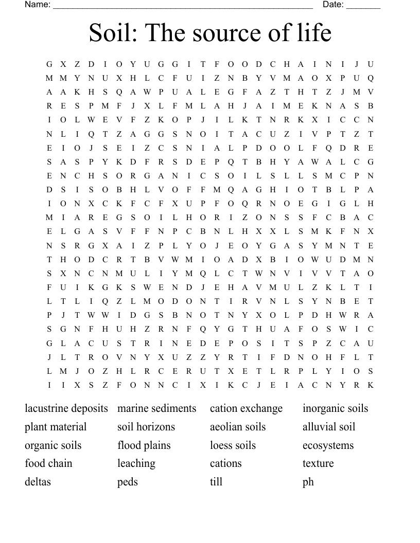 Soil: The source of life Word Search