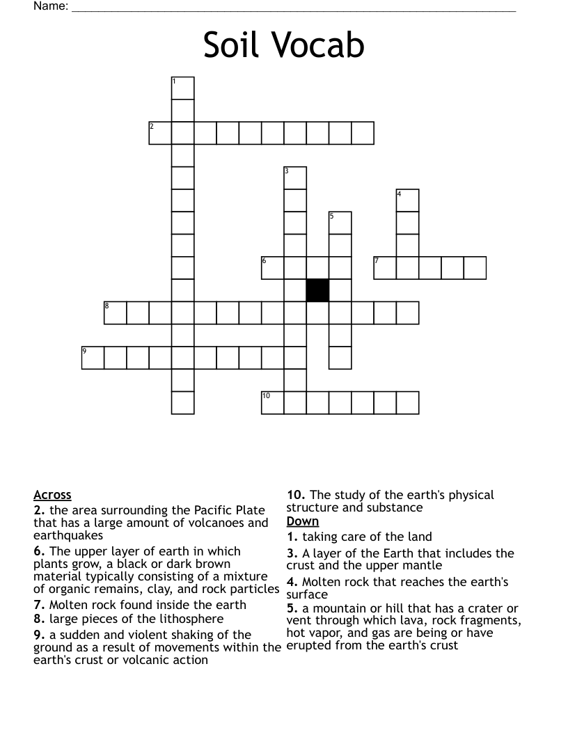 Soil Vocab Crossword