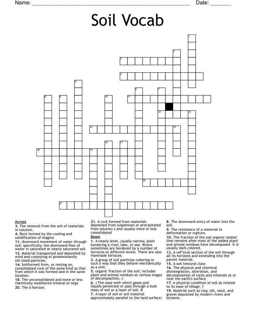 Soil Vocab Crossword