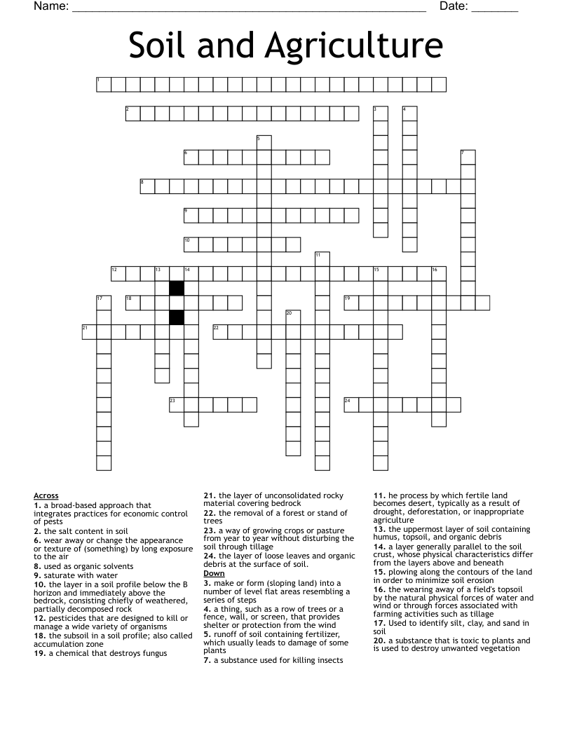 Soil and Agriculture Crossword