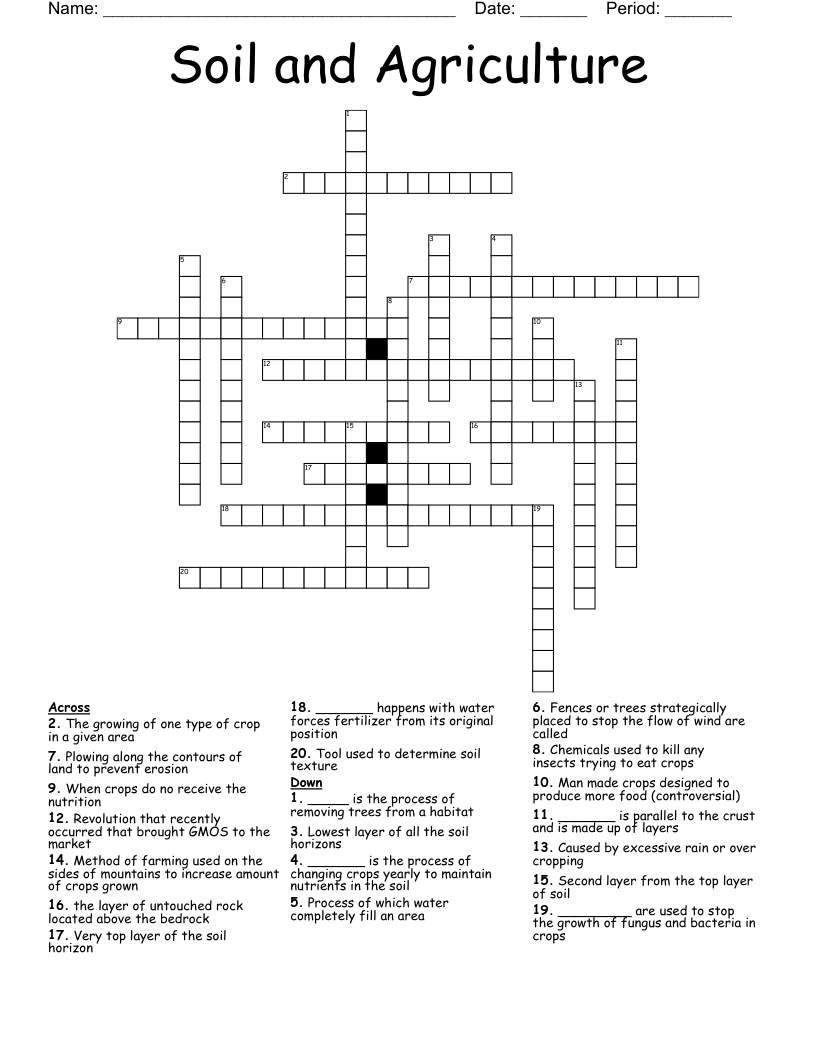 Soil and Agriculture Crossword