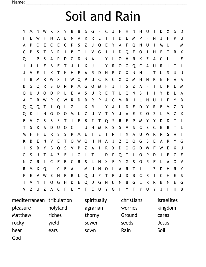 Soil and Rain Word Search