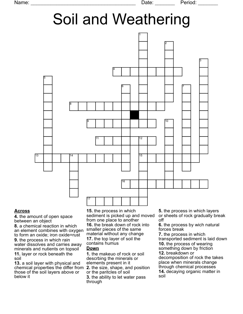 Soil and Weathering Crossword