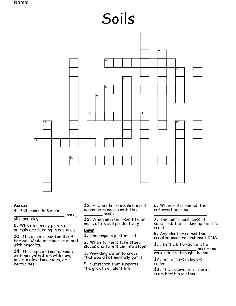 Soils Crossword