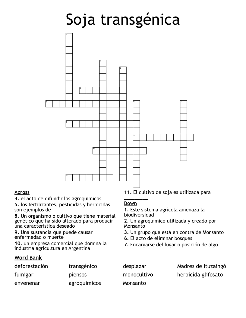 Soja transgénica Crossword