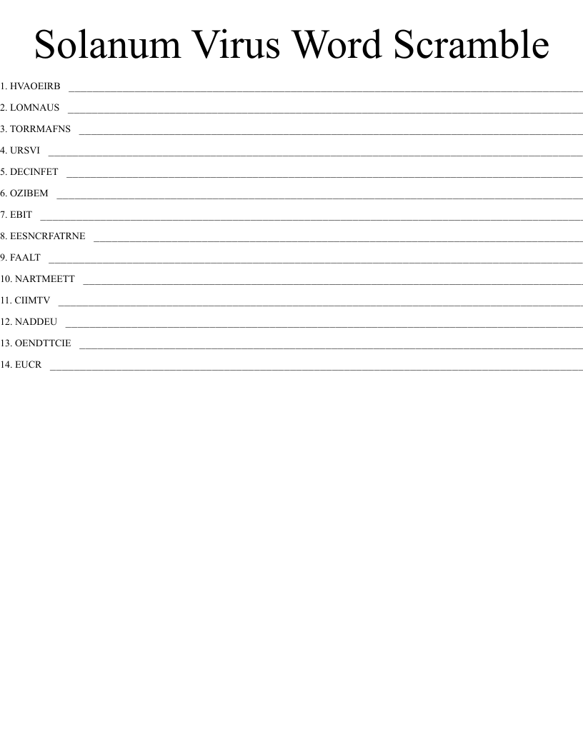 Solanum Virus Word Scramble