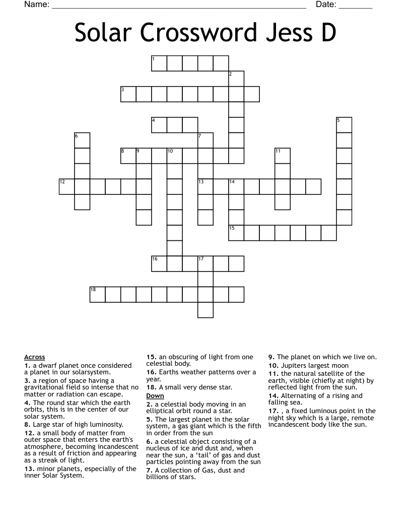 Solar Crossword Jess D