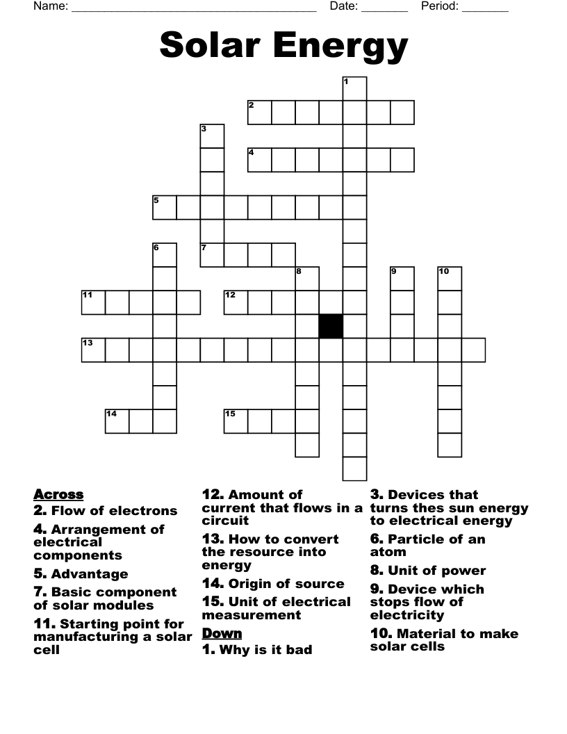 Solar Energy Crossword