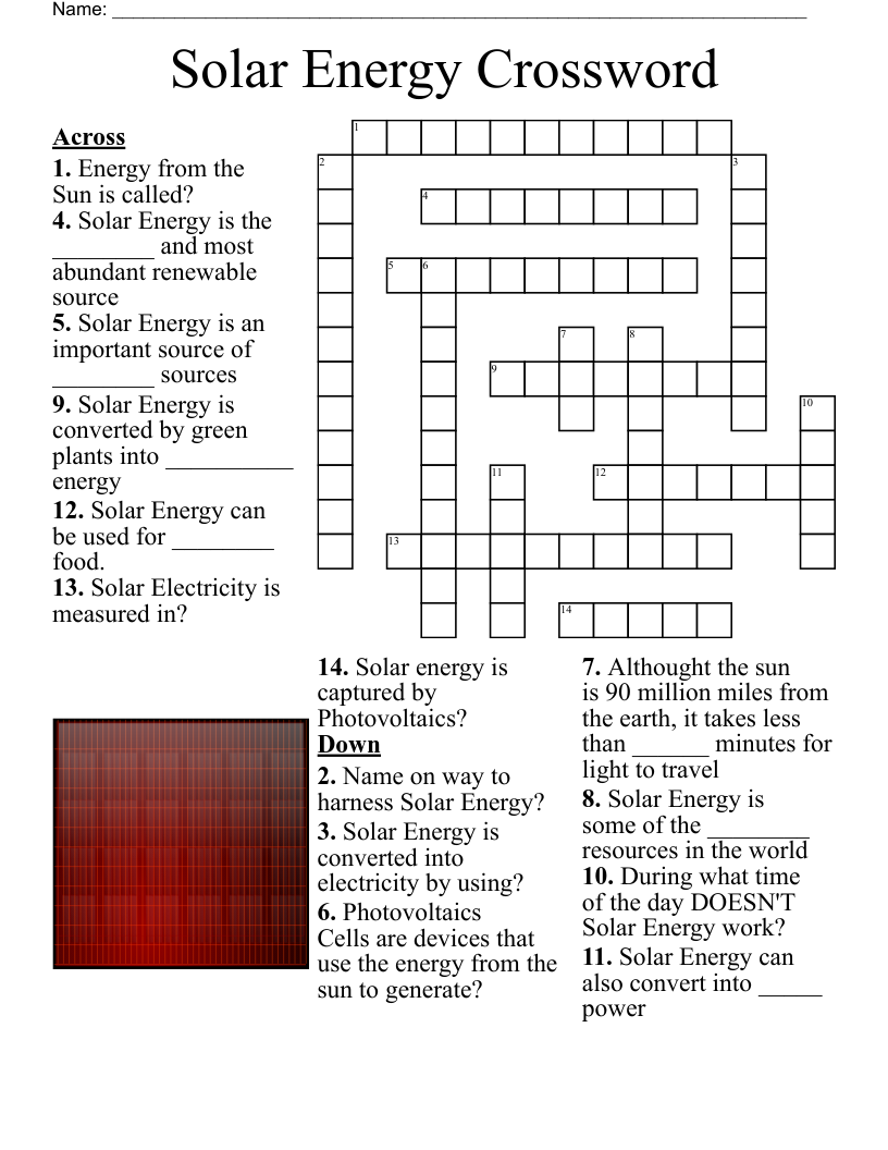 Solar Energy Crossword
